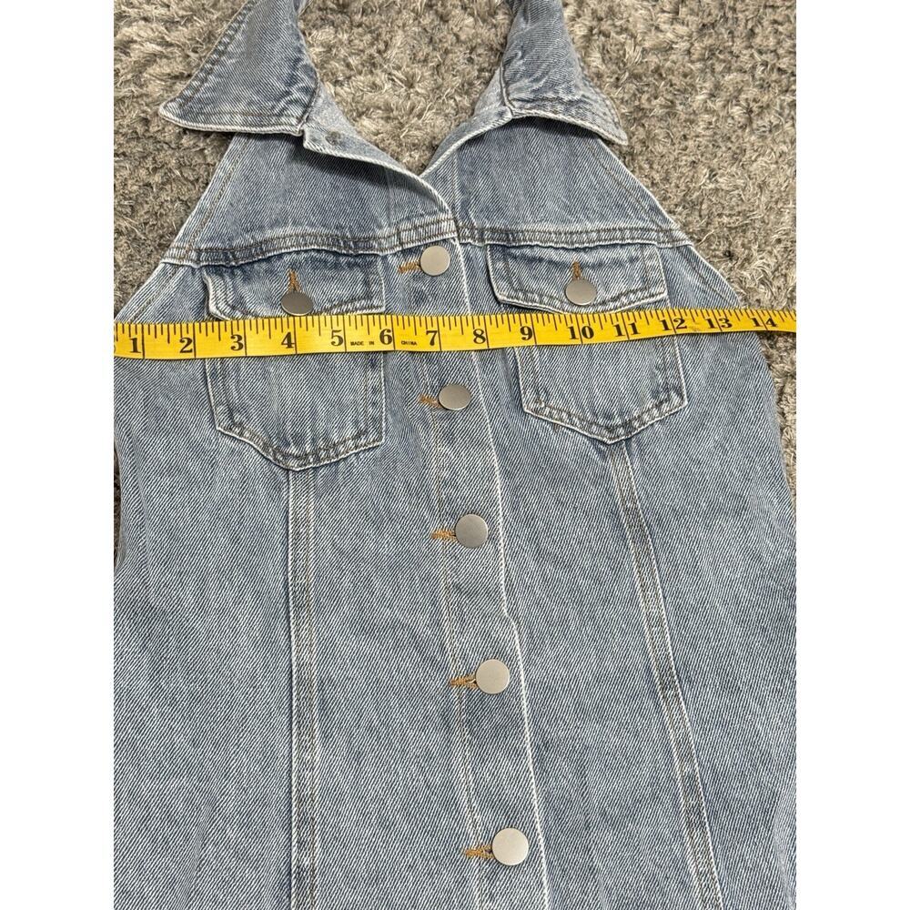 NWT Lulus Denim Buttons Mini Dress Halter Open Back Y2K Women’s XS - Picture 9 of 13